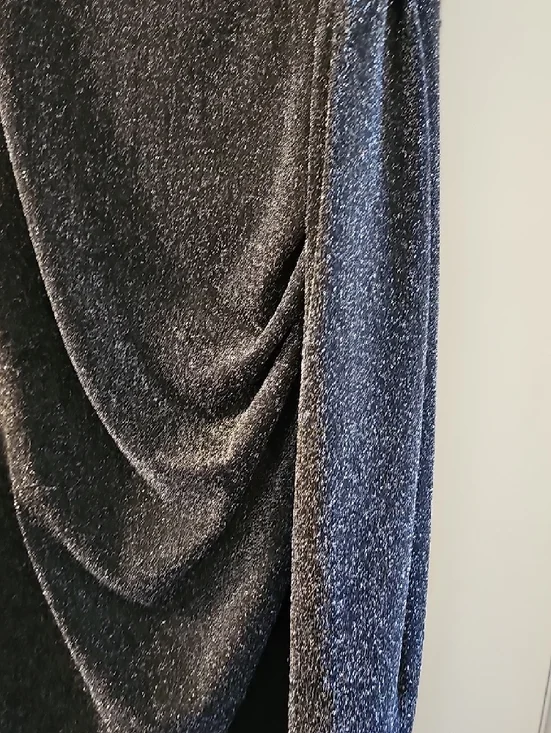 Cupshe Black Off-Shoulder Sparkle Midi Dress with Side Slit - Picture 4 of 4